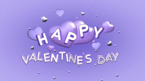 Valentine's Day loop animation 3D on the purple background