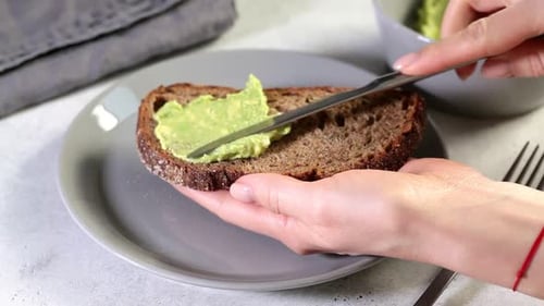 Avocado Spread on Healthy Rye Bread Slice