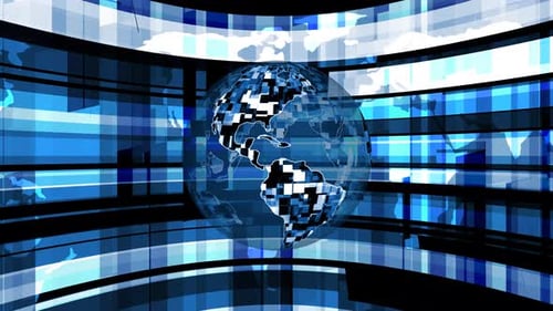 Animated Blue Globe Digital Data Broadcast Background