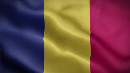 Flagge Rumäniens, texturierte, wehende Vorderseite,