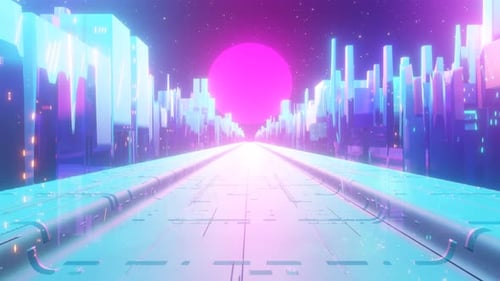 Seamless Loop of Cyber in Retro 80s Style