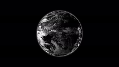Monochrome Earth Globe Rotating Animation Loop
