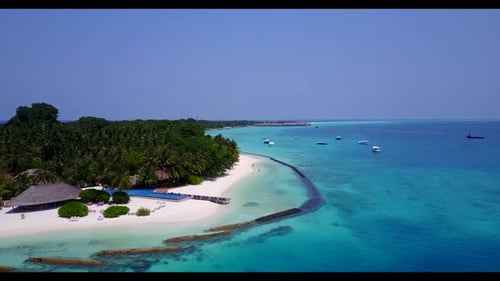Aerial drone shot abstract of paradise coastline beach time by blue water with white sand background