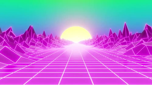 Synthwave Road Cyan Sky Background Loop Background