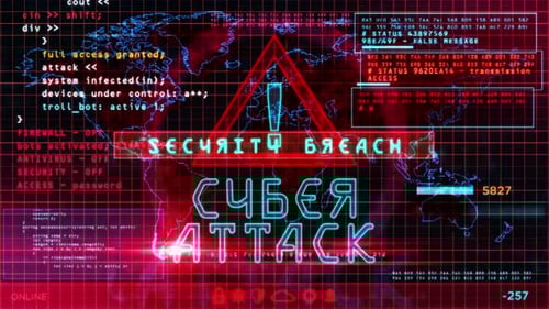 Futuristic Cyber Attack Digital Warning with Glitch Effect