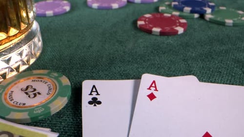 Gambling Money Poker Cards Red Dices And.Money Chips 8