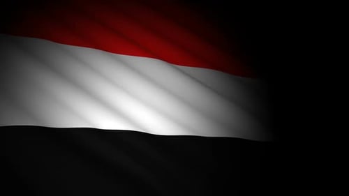 Yemen National Flag Waving in Dramatic Spotlight Loop