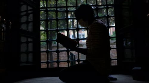 Muslim Man Reading Quran Man Silhouette Reading Quran