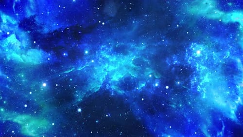 Animated Blue Space Nebula with Twinkling Stars Background