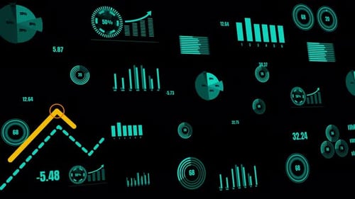 Futuristic Digital HUD for Business Data Analysis