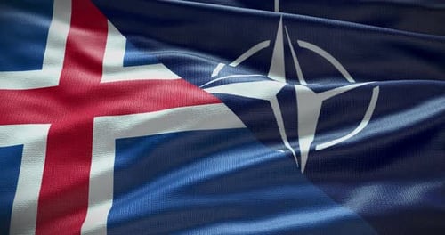 Realistic Waving Flags: Iceland and NATO Alliance