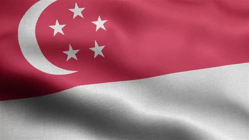 Realistic Waving National Flag of Singapore Loop