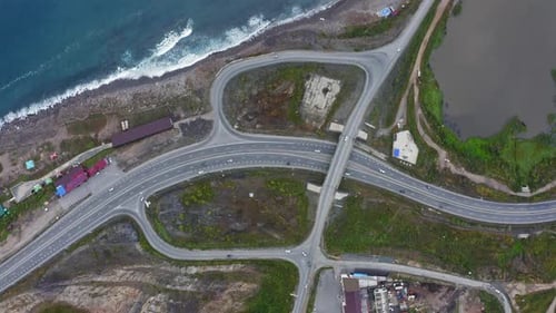 Aerial View of the Highway with an Automobile Junction