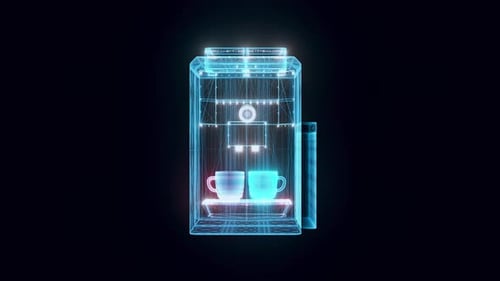 Coffee Machine Hologram Rotating 4k