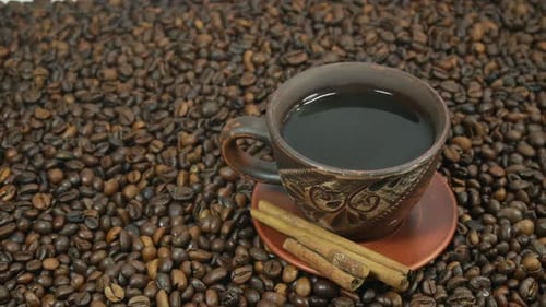 Coffee Beans, Coffee, Cinnamon Sticks Close-Up