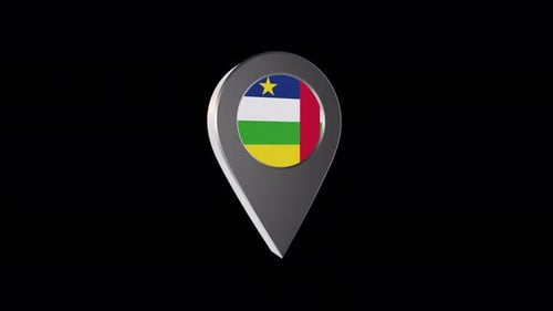 Central African Republic Flag Map Pin 3D Rotating Animation