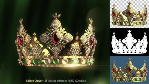 Ornate Golden Crown Rotating Loop Animation