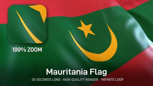Realistic Waving Mauritania Flag Seamless Loop
