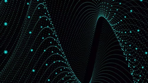 cyan color particle wave background animation. Vd 1090