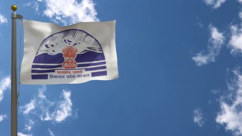 Himachal Pradesh Flag Waving Seamlessly Against Blue Sky