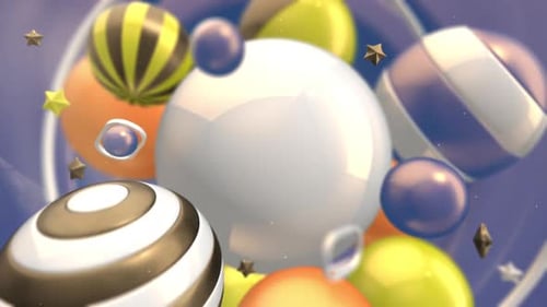 Animated 3D Abstract Spheres and Stars Background Loop