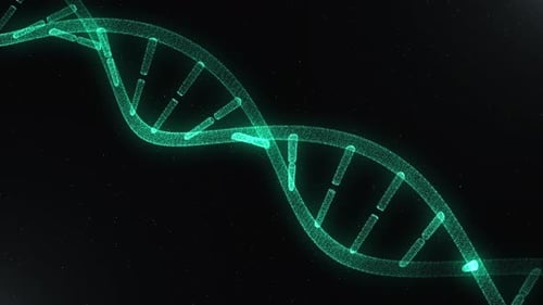 Glowing Green DNA Double Helix Particle Loop Animation