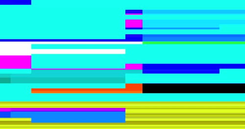 Colorful Glitching Horizontal Lines on Turquoise Background