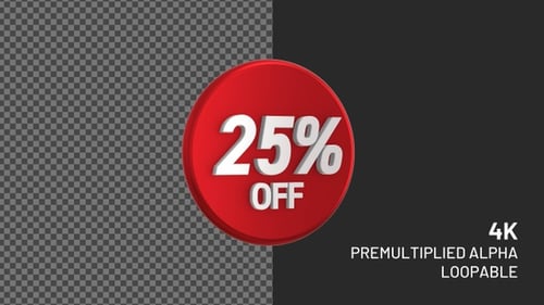Venda 25% Off 3D Rotating Loopable Badge com Alpha Channel 4K