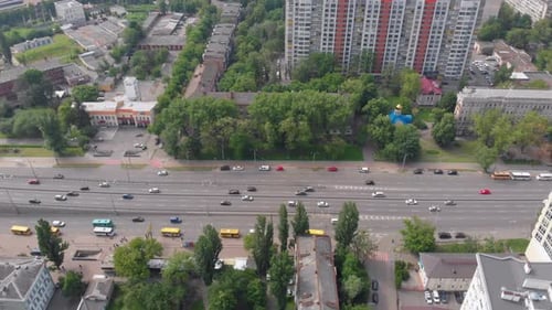 City Car Traffic Aerial Timelapse