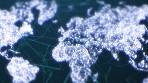 Futuristic Digital World Map Global Network Animation