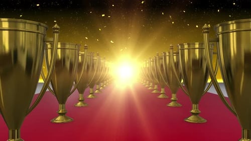 Grand Awards Ceremony Red Carpet Entrance with Golden Trophies