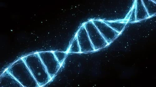 Glowing Blue Digital DNA Helix Science Loop Background