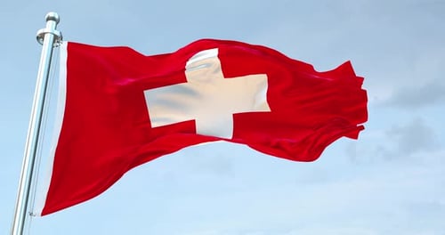 Swiss Flag Waving Seamless Loop in Realistic 3D Animation