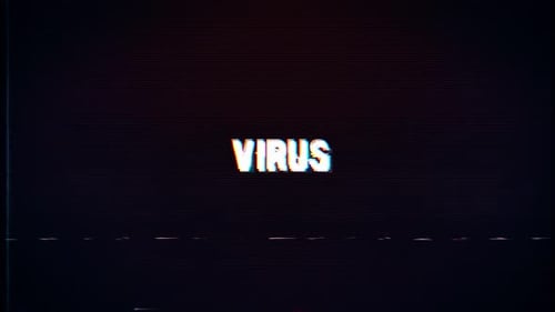 Virentext mit Glitch-Retro-Effekt