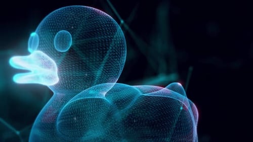 Plastic Rubber Bath Duck Hologram Close Up Hd