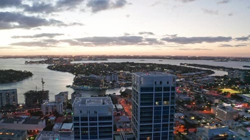 Evening Miami Beach Aerial 4K
