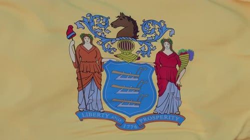 New Jersey State Flag Waving Seamless Loop