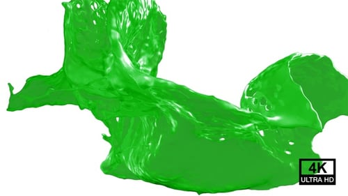 Collision Of Streaming Green Paint Splash V8