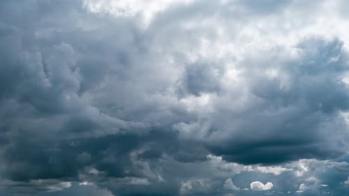 Timelapse of Gray Cumulus Clouds Moves in Blue Dramatic Sky Cirrus Cloud Space