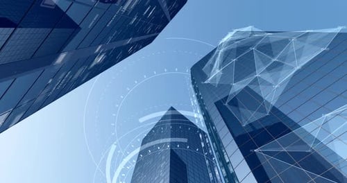 Digitale Stadtgebäude mit Daten 4K