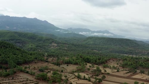 Drone Video of Mountain Landscape with Textured Sky