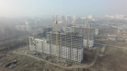 Aerial View of Residential Complex Under Construction in Moscow, Russia