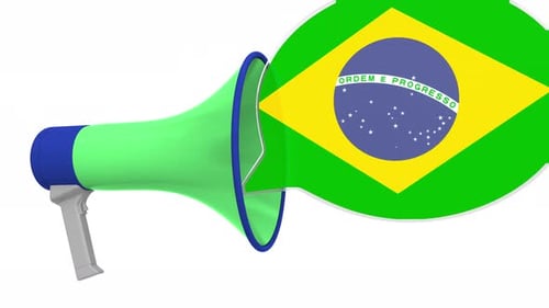 Megafon und Flagge Brasiliens auf Speech Bubble