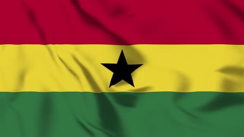 Ghana National Flag Realistic Fabric Waving