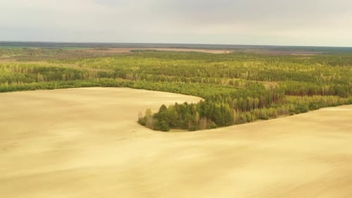 Aerial View Of Countryside Spring Empty Soil Rural Field Landscape