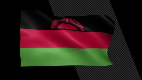 Waving Malawi Flag Animation with Alpha Channel