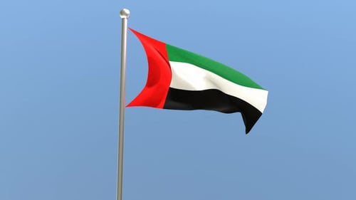 United Arab Emirates Flag Waving on a Pole