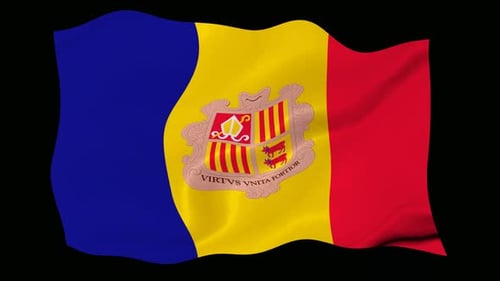 Andorra Flag Waving with Alpha Channel