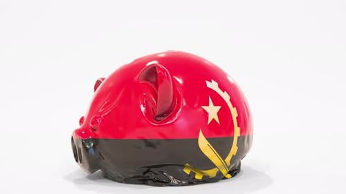 Deflating Inflatable Piggy Bank with Printed Flag of Angola