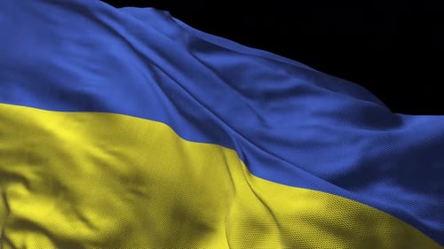 Waving Ukrainian Flag Realistic Fabric Animation